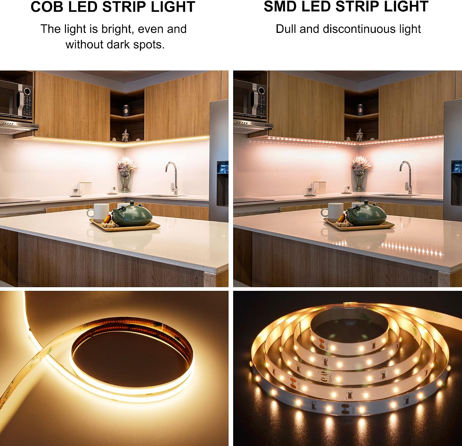 Detalle de BERIXDEEP COB LED Streifen 10 m Warmweiß