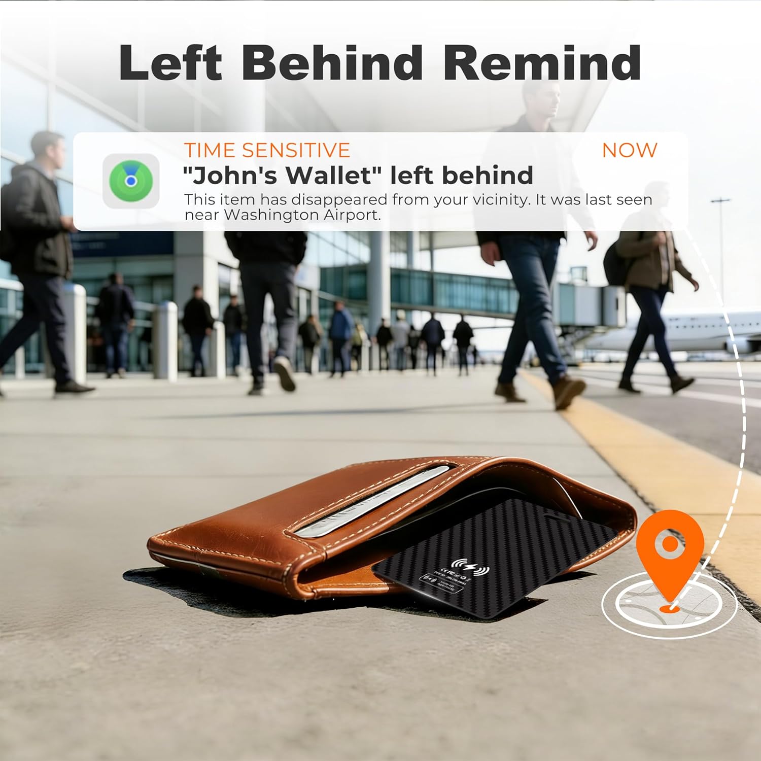 Thumbnail 4 de [Apple MFi Certified] Wallet Tracker Card with Apple Find My (iOS Only) — Rechargeable Air Tracker for Wallet, Keys & More, Black