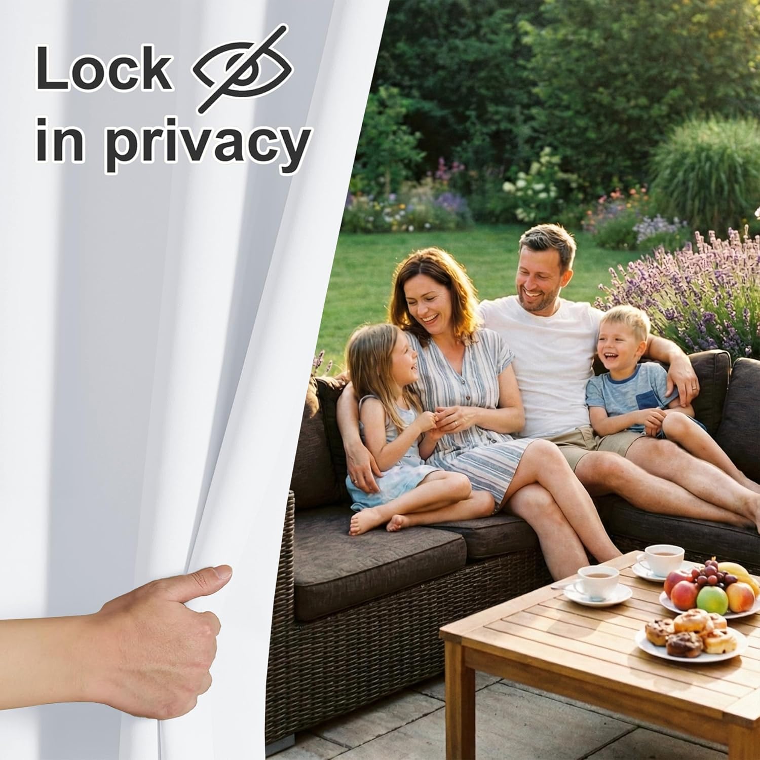 Thumbnail 2 de RYB HOME Outdoor Patio Curtains (Blackout Privacy & Insulating Panel) – Grayish White, 100 W x 95 L, 1 Panel