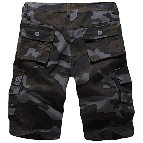 Detalle de iCKER Mens Multi-Pocket Cotton Shorts Cargo Shorts Loose Fit Camouflage