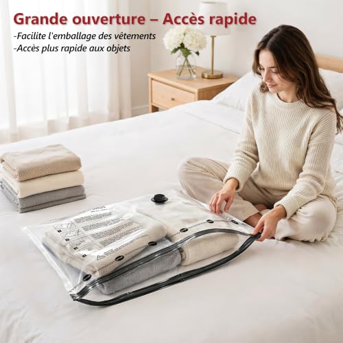 Detalle de Sac sous vide vêtements avec pompe électrique sans fil – SUOCO, 18 pièces (3 tailles)