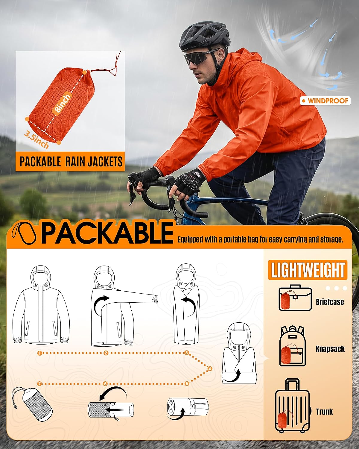 Detalle de Outdoor Ventures Men's Lightweight Waterproof Jacket