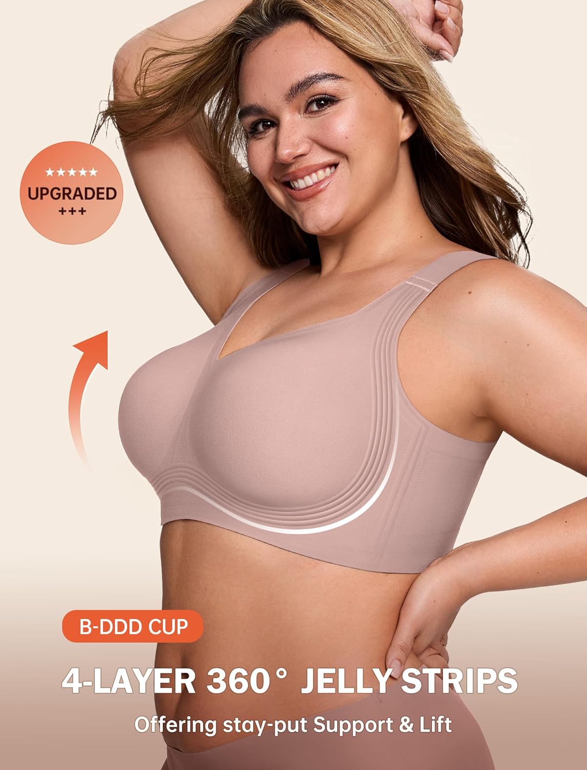 Detalle de LetsJoli Wireless Jelly Bra with 4-Layer Support for Fuller Figures