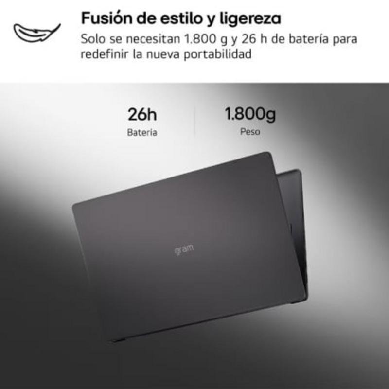 Detalle 2 de LG Gram 16UD55U-G.AX55BN, portátil de 16 pulgadas con Ryzen AI 5 430 y SSD de 512 GB