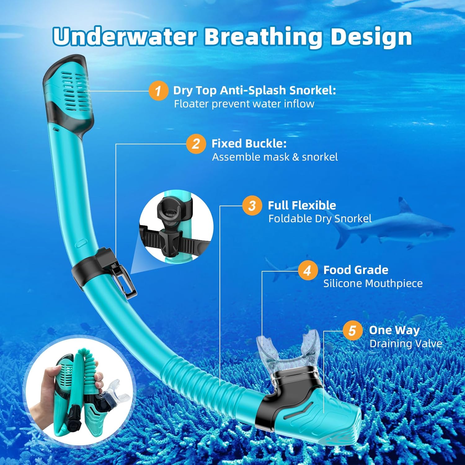 Thumbnail 4 de Honlanor Snorkel set 180° panoramic mask