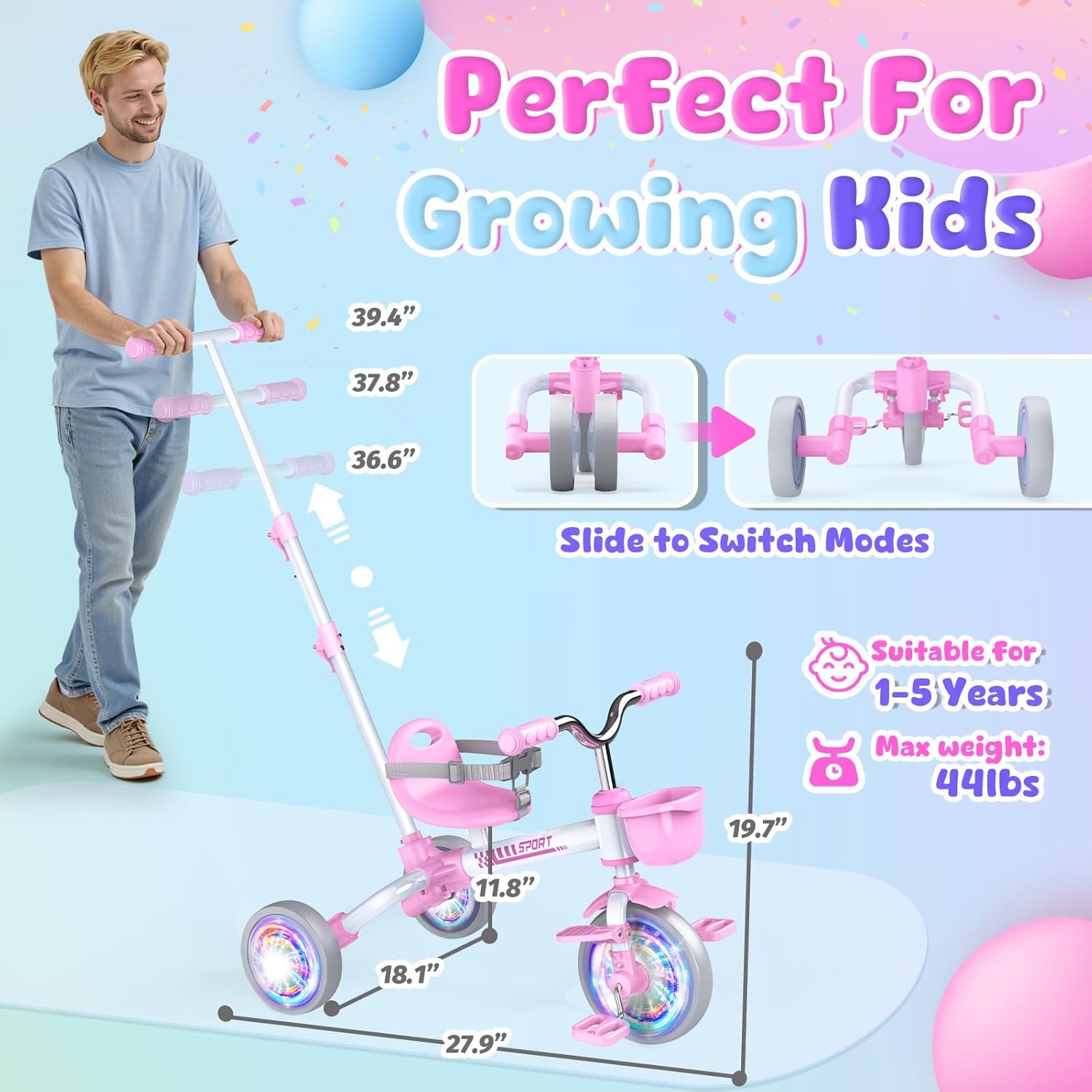 Thumbnail 5 de Kkdi 5-in-1 Toddler Bike: Grow-With-Your-Child Tricycle for 1–5 Years