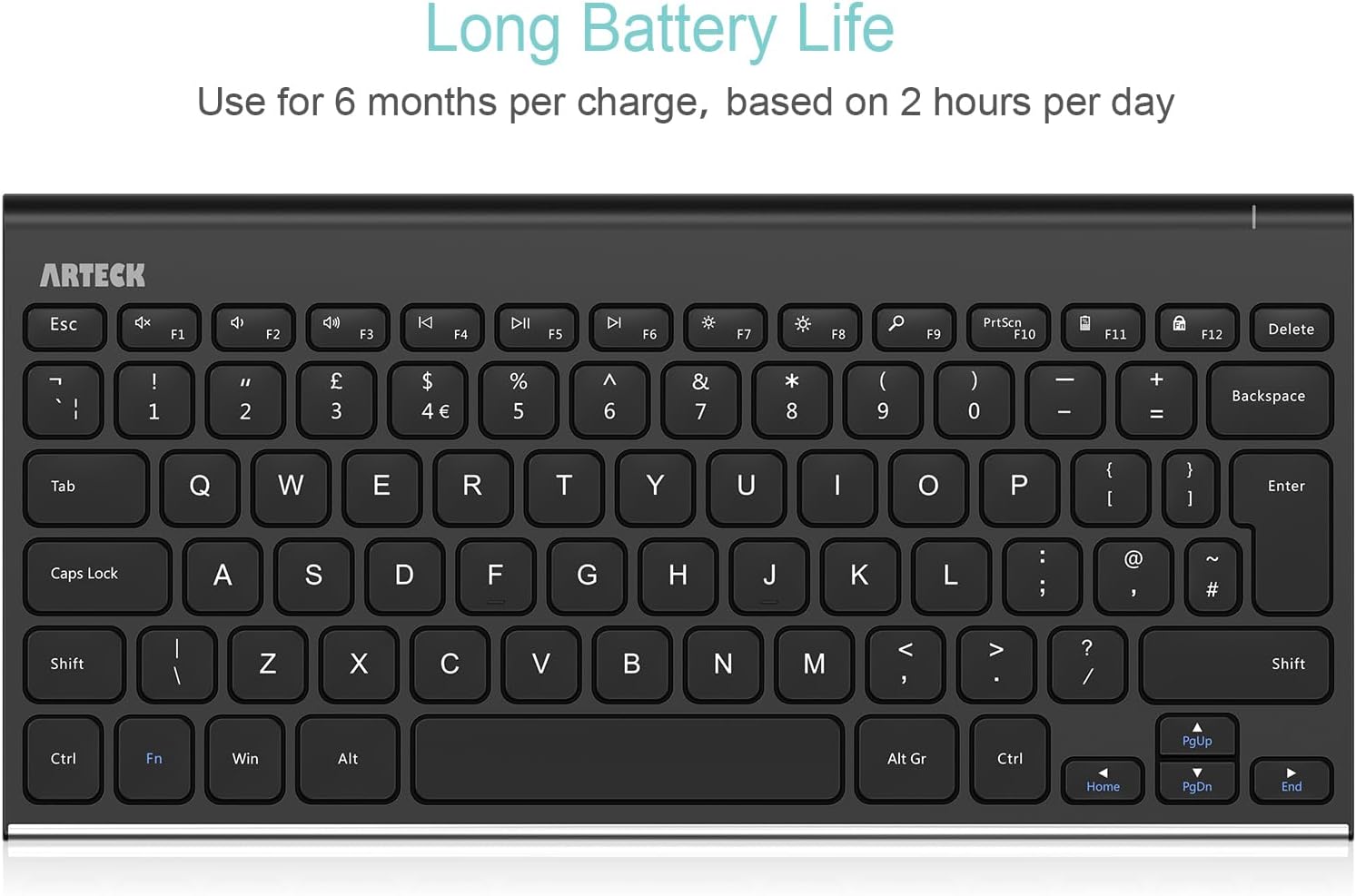 Thumbnail 4 de Arteck 2.4G Wireless Stainless Steel Keyboard 6‑Month Battery ⌨