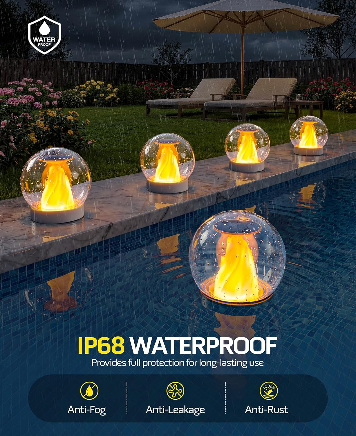 Thumbnail 3 de PoolLeader Lampe Solaire Flottante Piscine – Éclairage LED à Flammes, 2 pièces