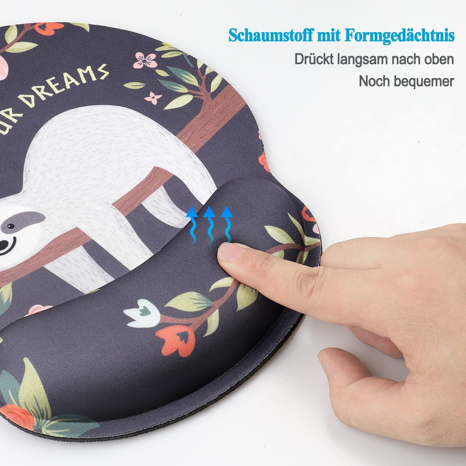 Detalle de AOKSUNOVA Mousepad mit Handauflage (Hellblau) – gelkissen Ergonomie für Büro, Home-Office & Alltag