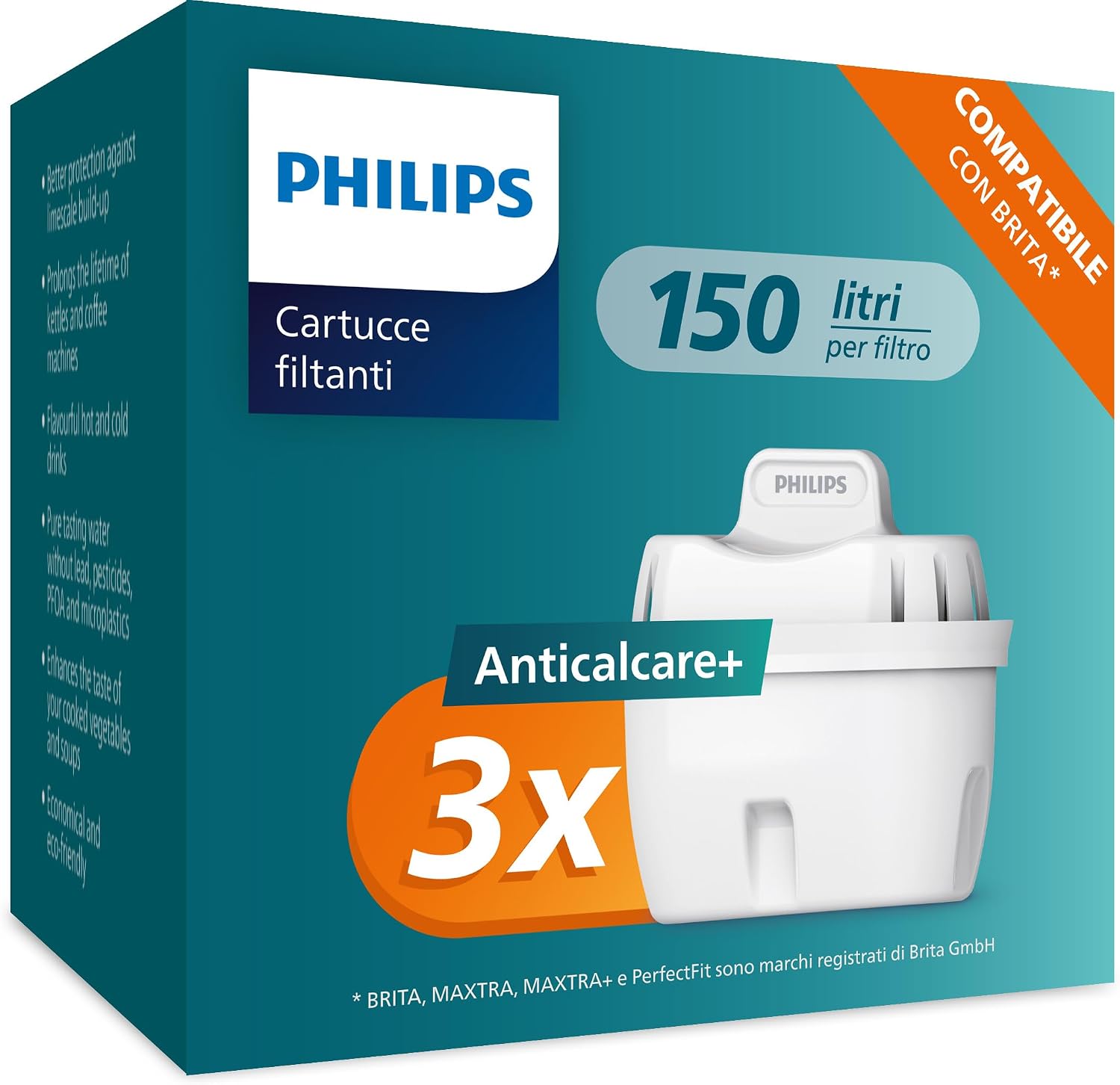 Detalle de Philips AWP230P3/31 waterfilterpatroon met antikalkwerking, 3 stuks