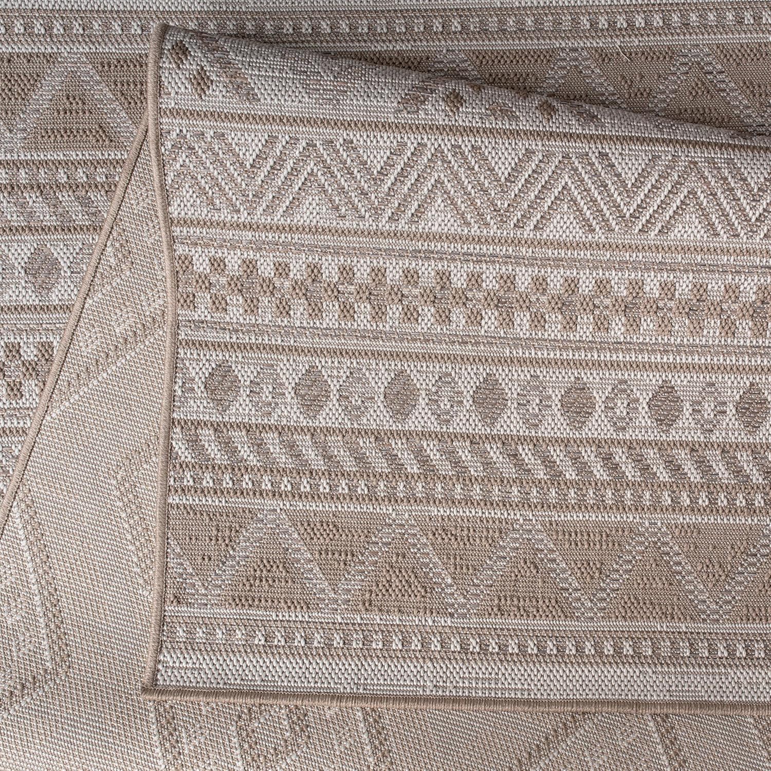 Thumbnail 4 de Paco Home Outdoor Teppich Flachgewebe Modern Boho-Style wetterfest & UV-beständig, 200x280 cm, Beige 2