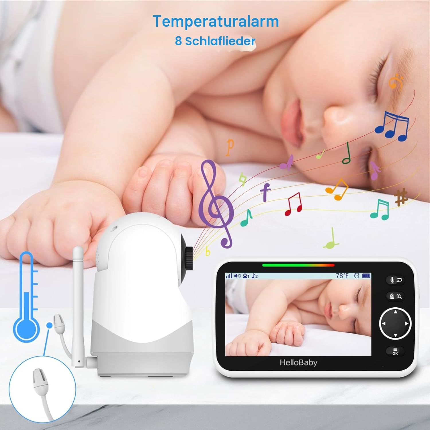 Thumbnail 5 de HelloBaby 5-Zoll Baby-Monitor mit Kamera