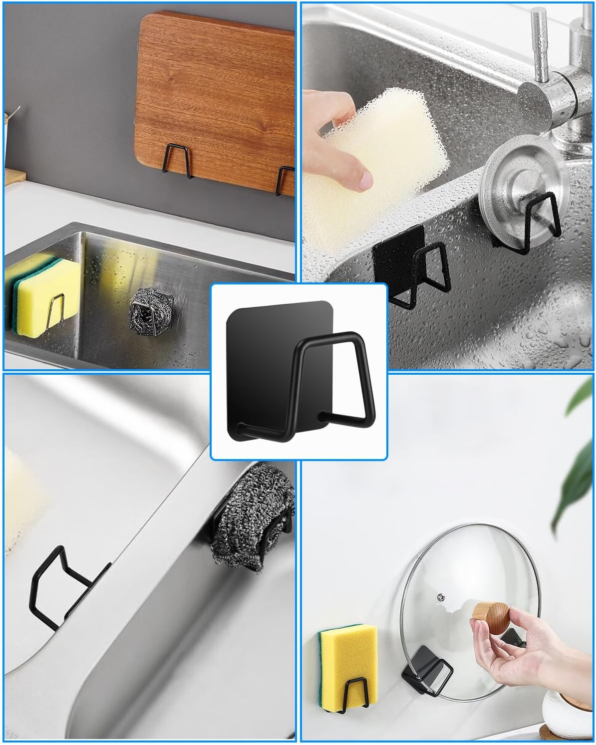 Detalle 2 de Azyvum Porte éponge INOX 01 sponshouders, 6 stuks, zwart RVS