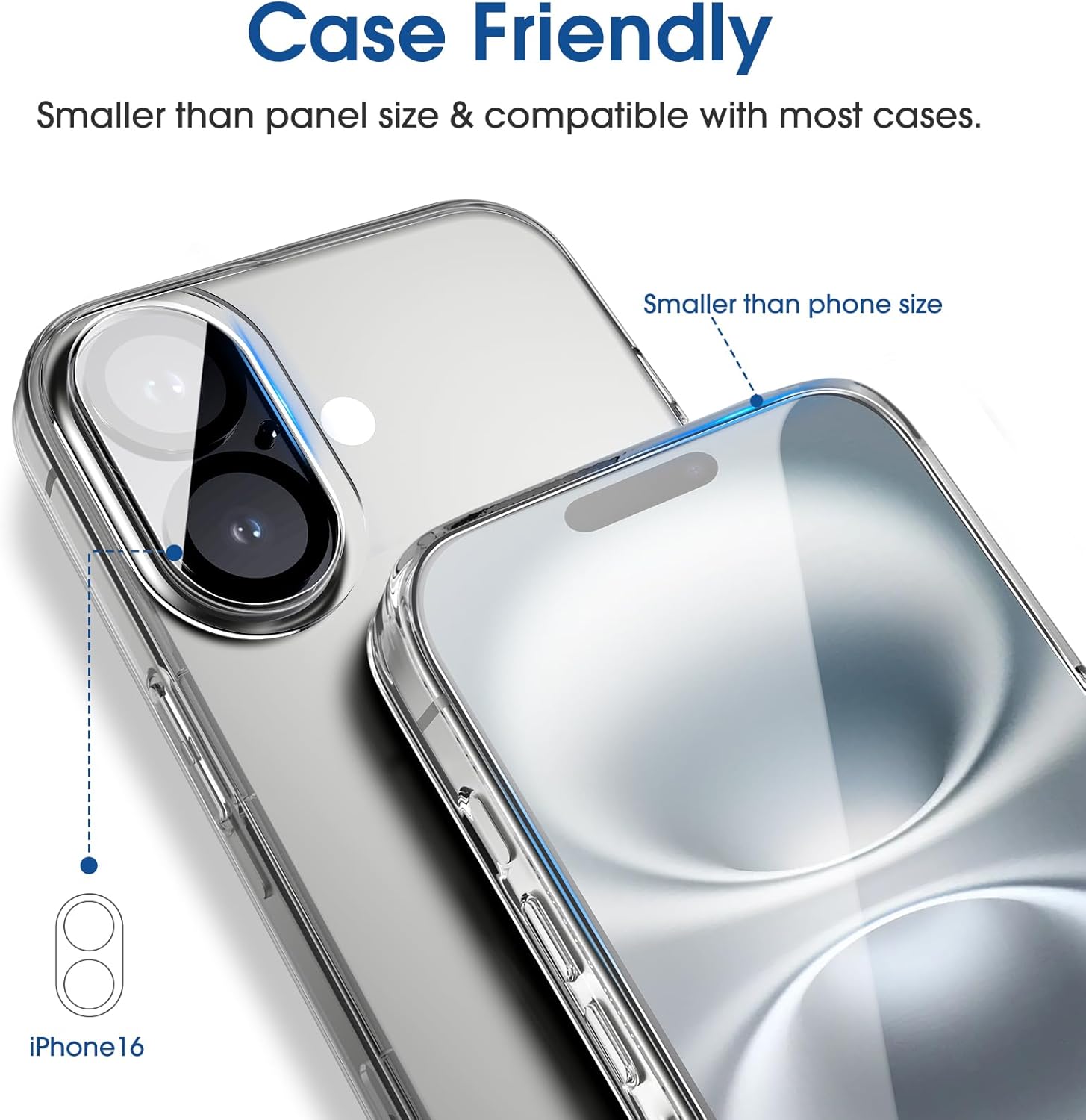 Thumbnail 6 de amFilm OneTouch 2+2 Pack: Premium 6.1" iPhone 16 Screen Protector & Camera Lens Shield with Auto-Alignment