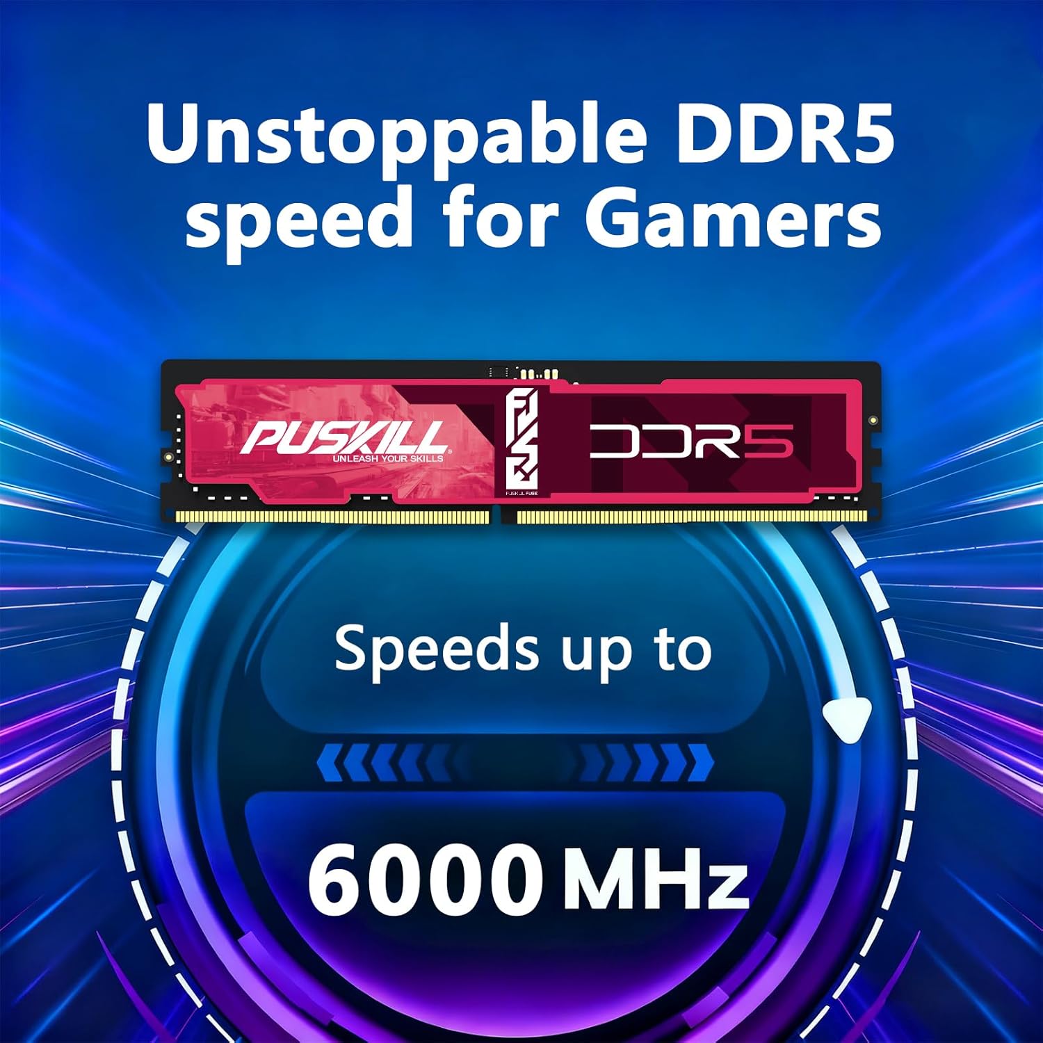 Thumbnail 1 de PUSKILL 32GB DDR5 (2x16GB) 6000MHz CL30 Desktop RAM for Gaming—XMP 3.0 & AMD EXPO Ready