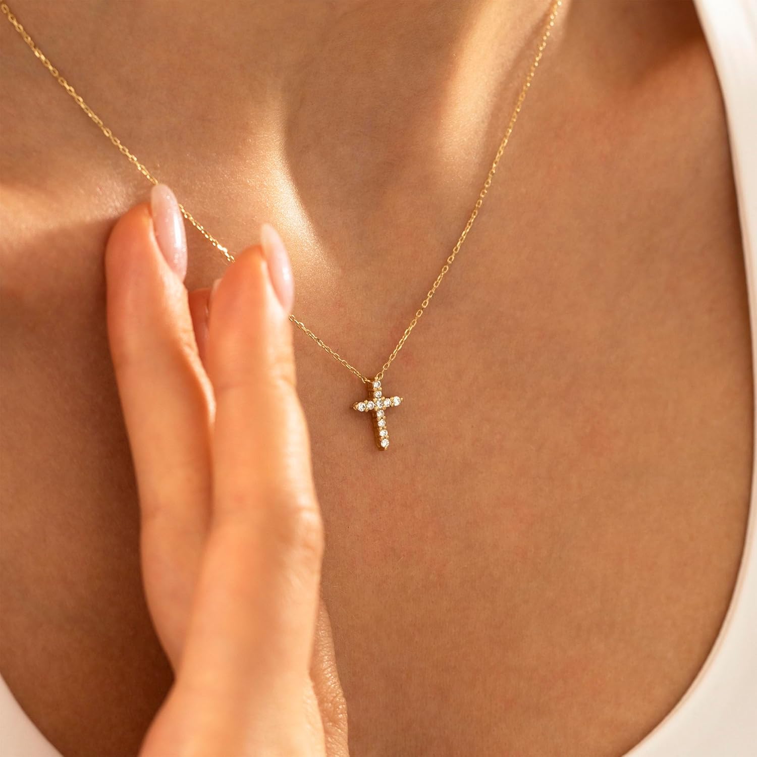 Thumbnail 1 de TINGN Kreuzkette Damen 14K Gold Vergoldet – Kommunion Geschenke für Mädchen, 40 cm + 5 cm Verlängerung