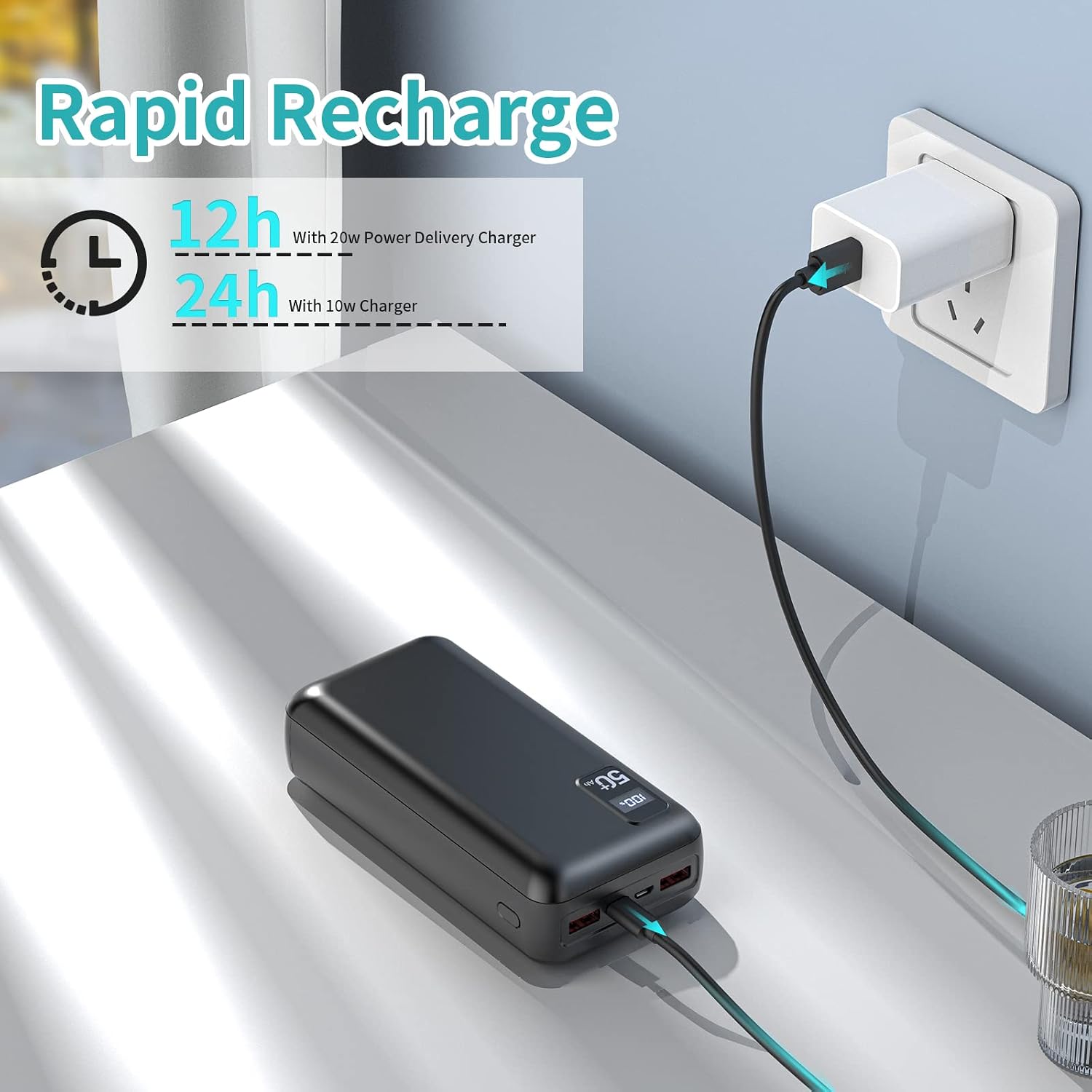 Thumbnail 4 de PowerBank 50000mAh Large Capacity with 22.5W PD Fast Charging and LED Display