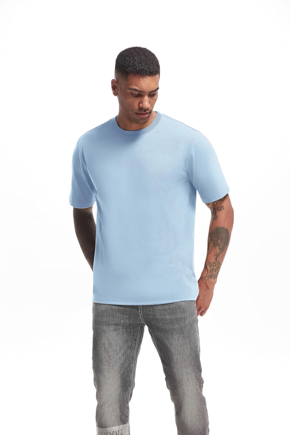 Thumbnail 3 de VEIISAR Herren dickes Rundhals-Langarm-T-Shirt aus 100% Baumwolle (Heavy Duty, Pre Shrink)