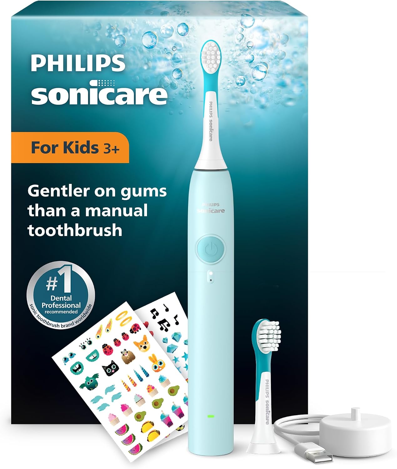Detalle de Philips Sonicare for Kids HX6500/23 Electric Toothbrush, 2 Modes, Teal