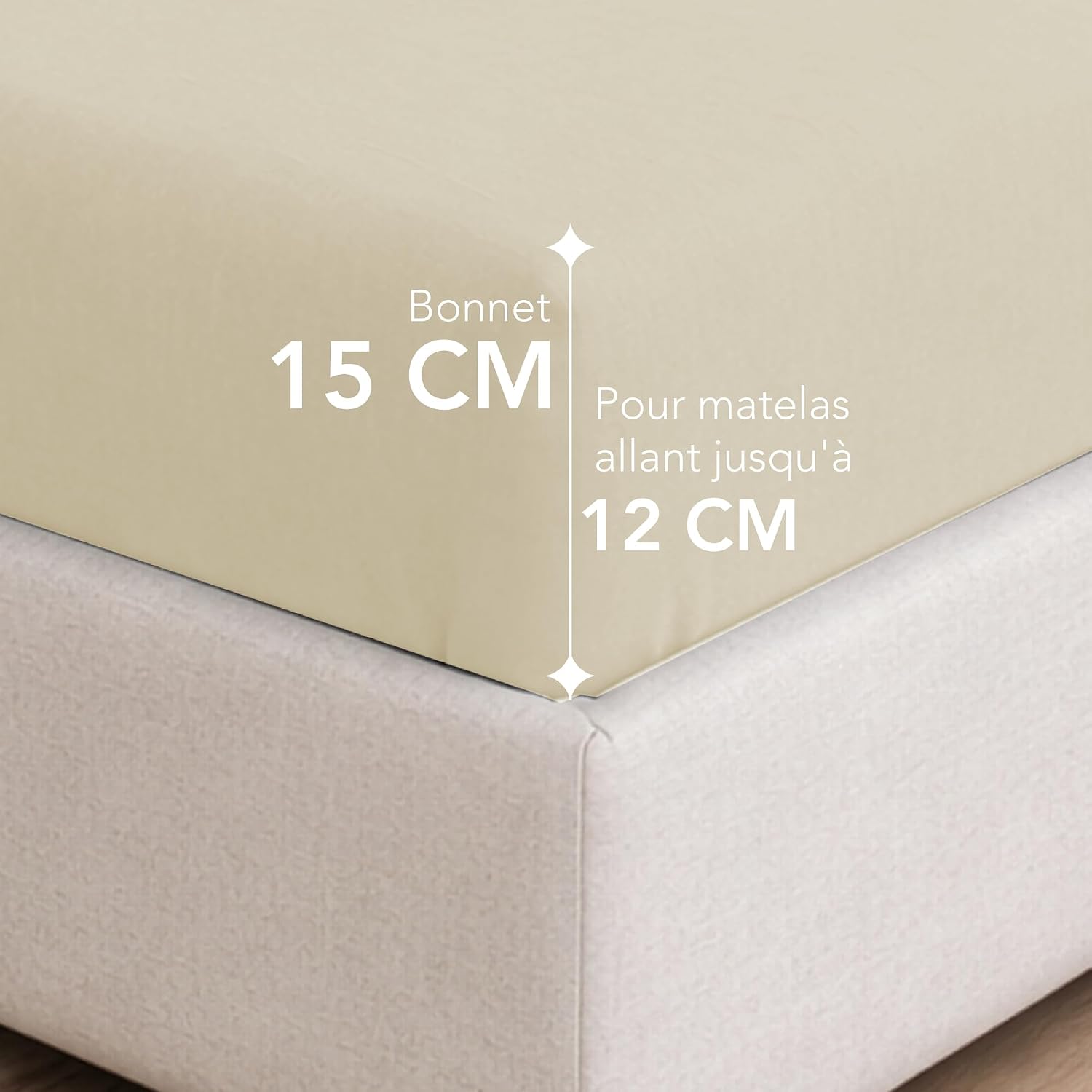 Detalle de Dreamzie Drap Housse 80x190/200 Coton – Jersey extensible, bonnet 15 cm, Oeko-Tex, hypoallergénique, beige