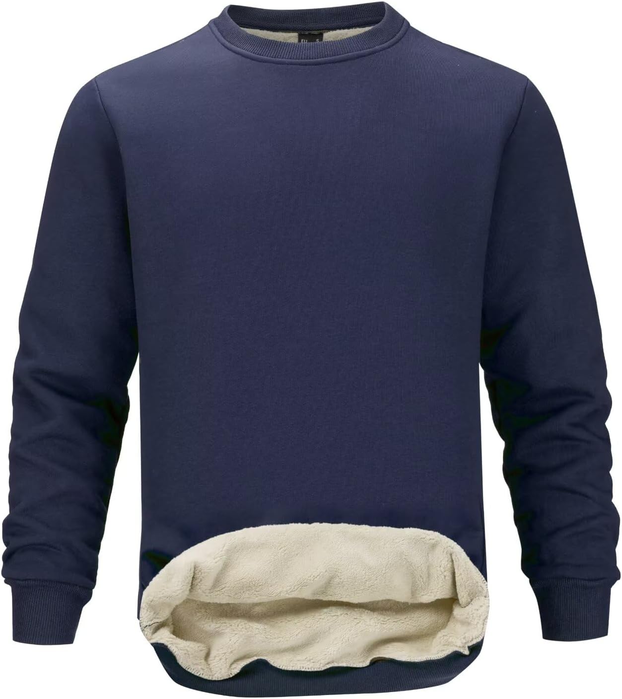 Detalle de PrimeCrest fleece-sweatshirt voor heren met ronde hals en elastische boorden