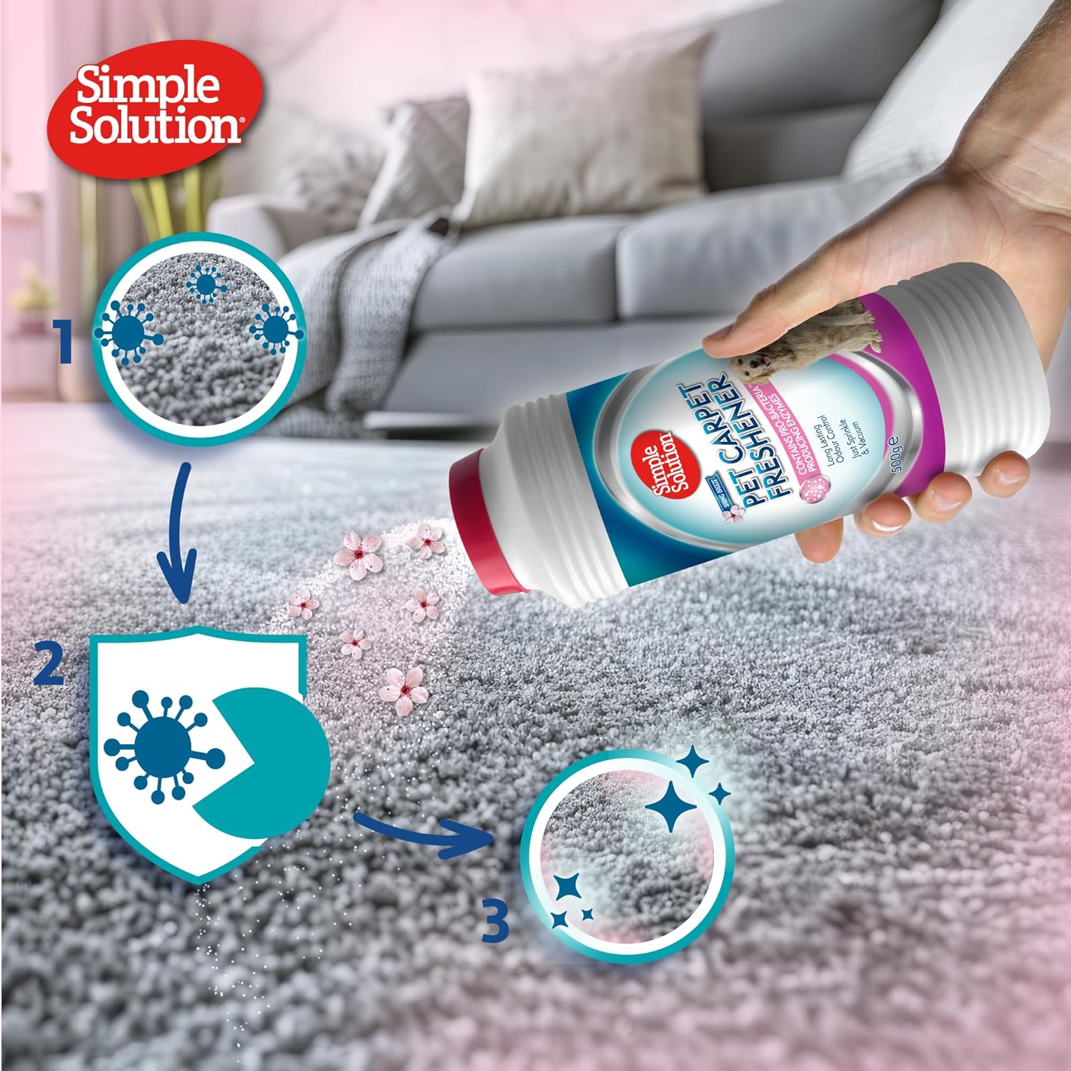 Detalle de Simple Solution Freshener per Tappeti per Animali Domestici con Granuli di Pulizia Enzimatici