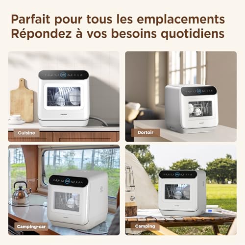 Detalle de COMFEE’ MFD42S110W-IT Mini Lave-vaisselle de Table – 3 Couverts, 7 Programmes