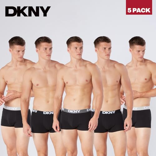 Detalle 2 de DKNY Portland Mens Boxer Shorts Multipack (Pack of 5) – Cotton Blend, Black, XL