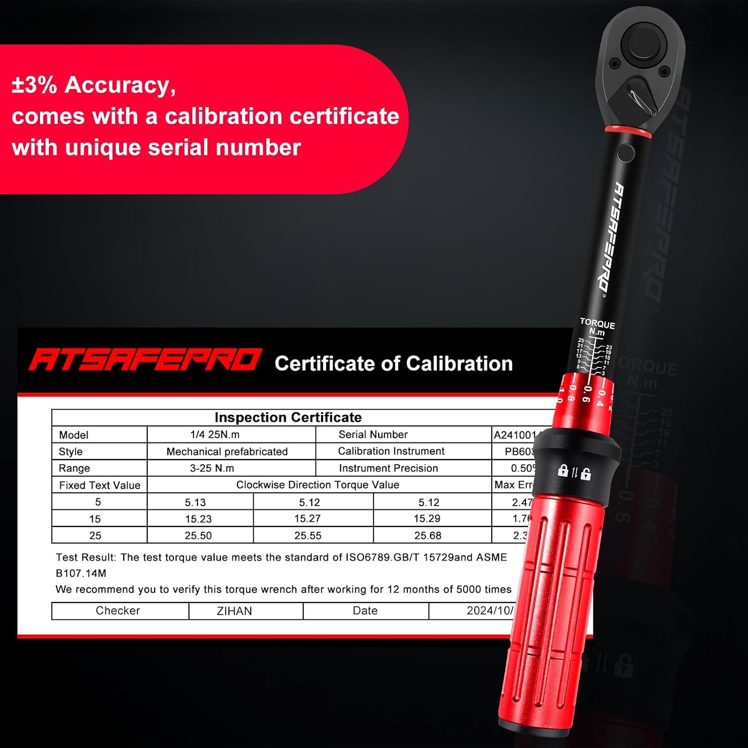 Thumbnail 2 de ATsafepro Bike Torque Wrench Set 1/4 Inch, 3-25Nm — 61-Piece Magnetic Ratchet Screwdriver Kit