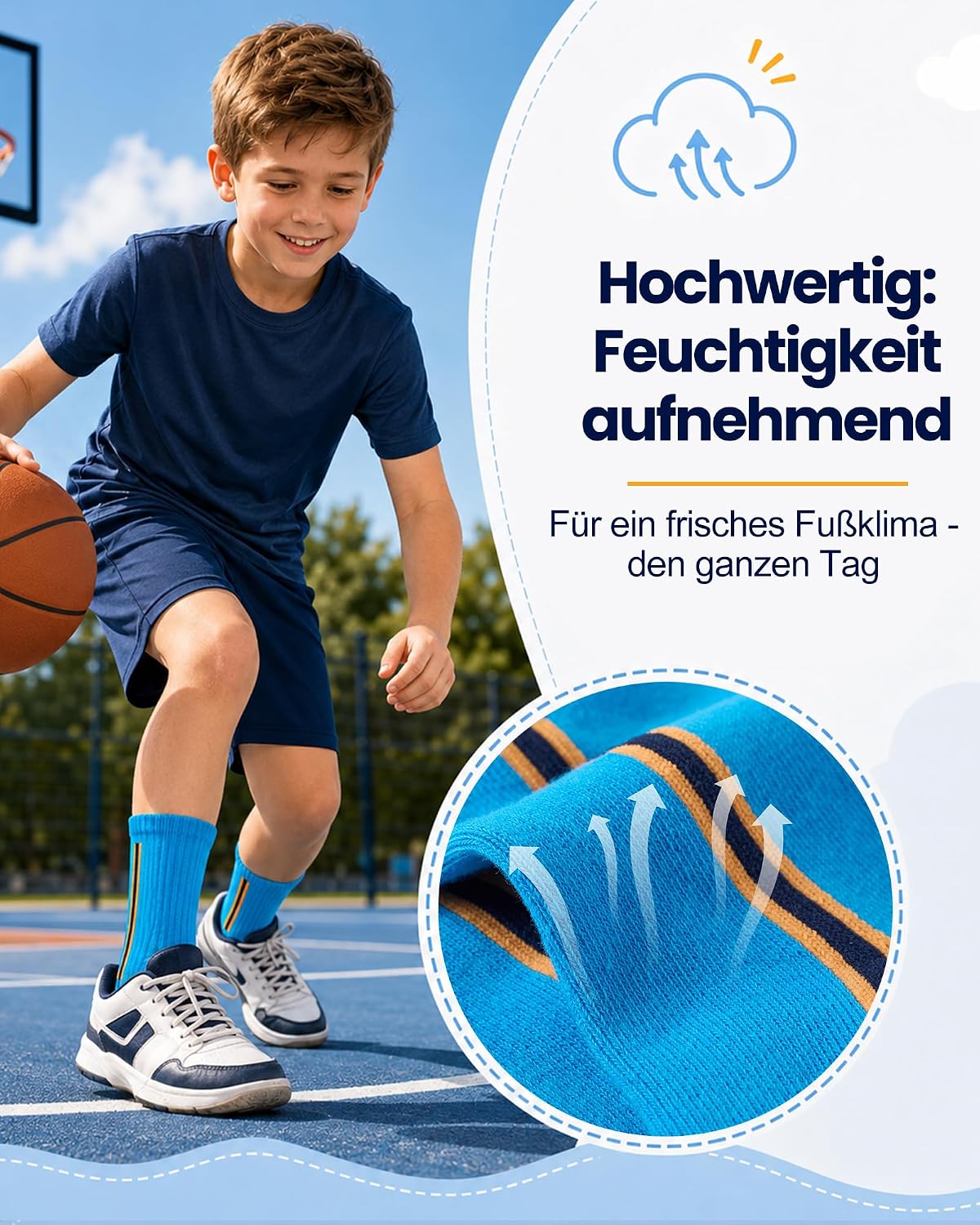 Detalle 1 de SockWaddles Kids Boys Cotton Socks, 6-Pack with Reinforced Toe and Heel