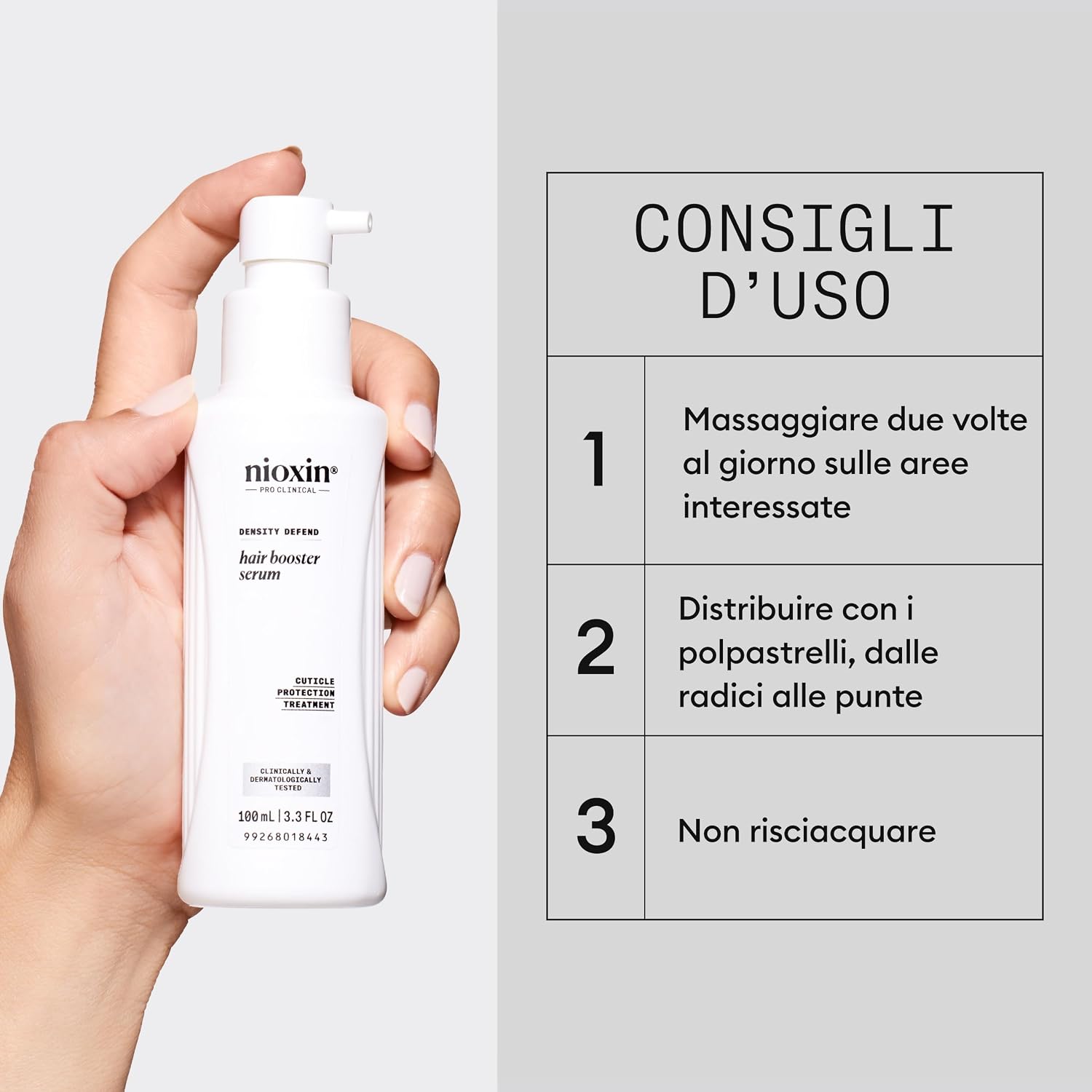 Detalle de Nioxin Hair Booster Serum con olio di menta piperita (100 ml) – trattamento protettivo senza risciacquo per capelli ad assottigliamento avanzato