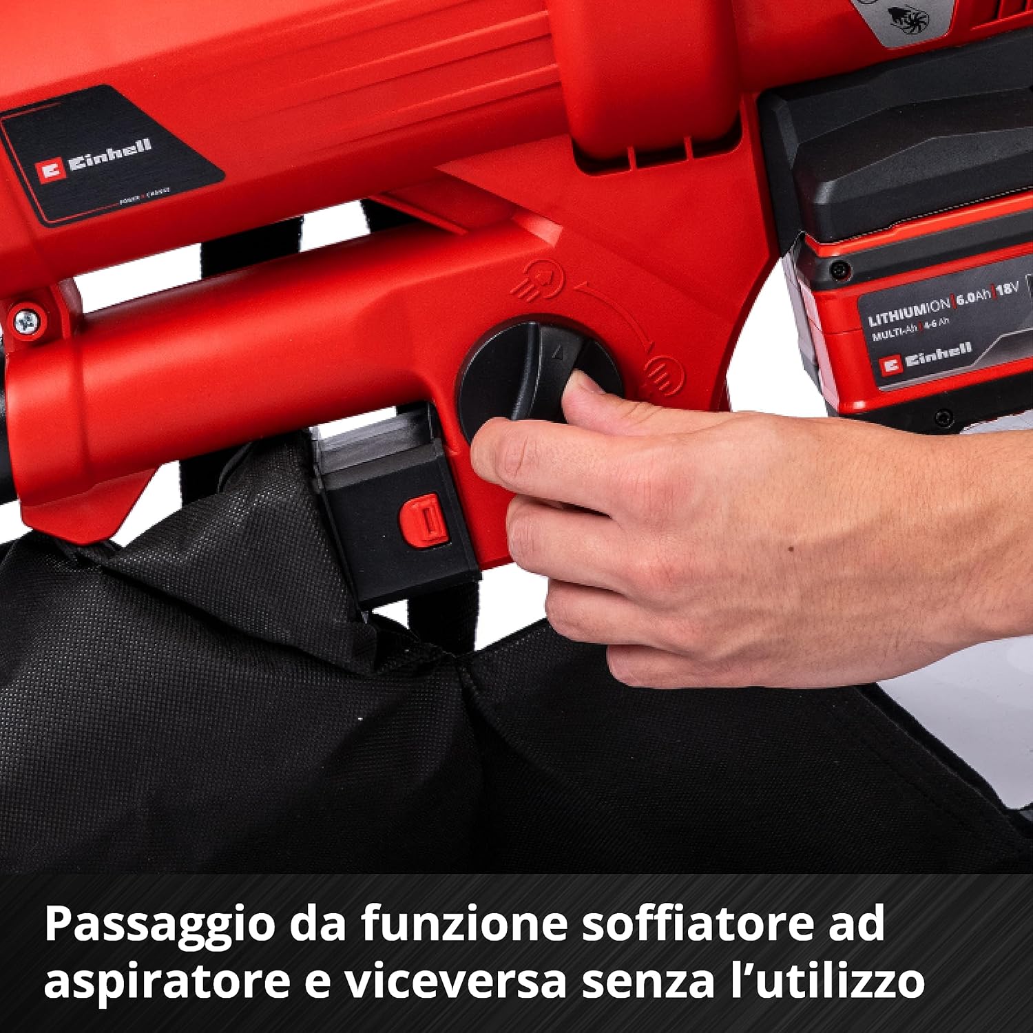 Detalle de Einhell 3433600 Solo Soffiatore, Aspiratore a Batteria: versatile per giardinaggio senza fili