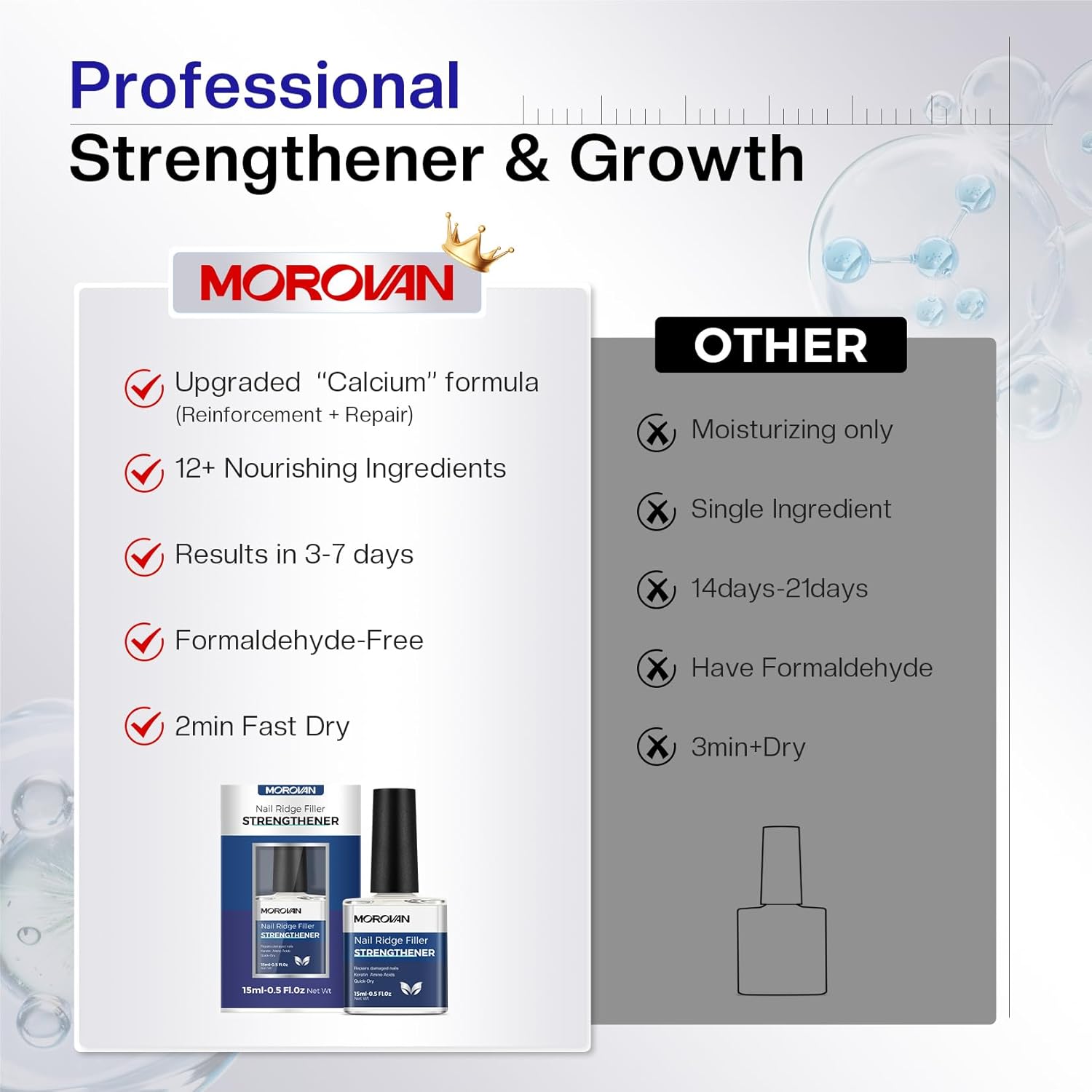 Thumbnail 4 de Morovan Nail Strengthener and Growth Milky White (Keratin + Calcium) Ridge Filler & Nail Repair Polish