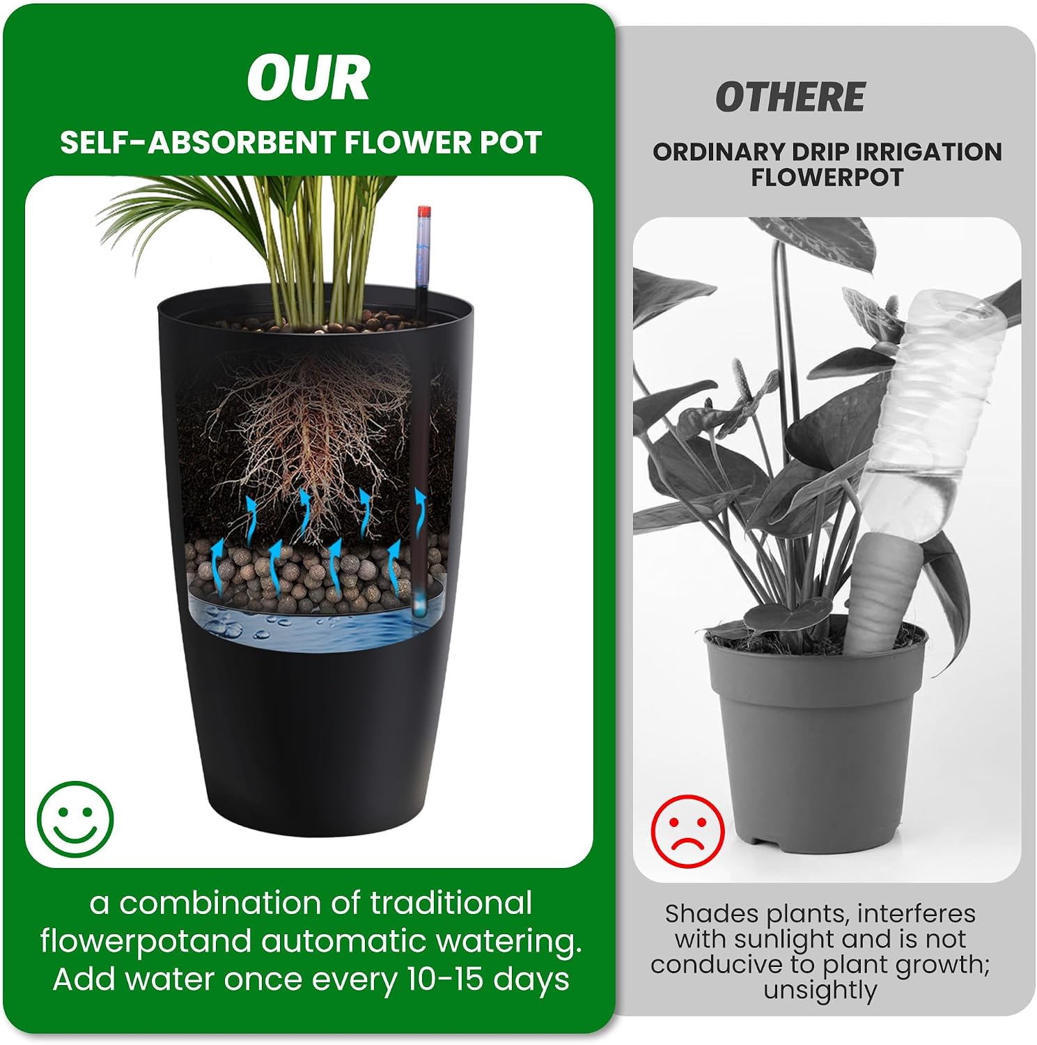Detalle 1 de WildVenture PHO_33L5 Self-Watering Planters, Set of 2, 22-Inch Tall