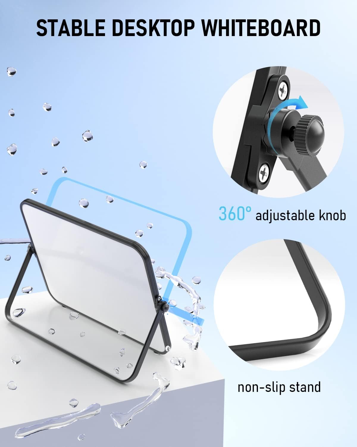 Thumbnail 4 de Nicpro Dry Erase Small Whiteboard A3 with Non-Slip Stand, 30 x 40 cm (double sided) with pens, eraser & magnets