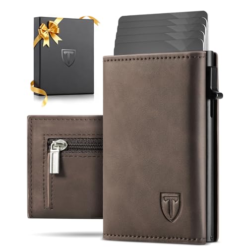 Detalle de Tomylv Carteras para Hombre RFID Bloqueo Tarjetero Marrón