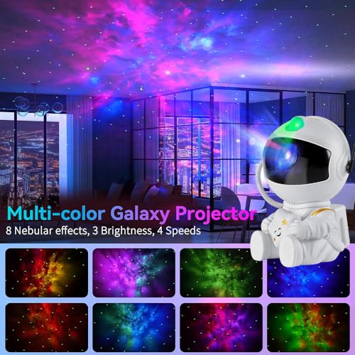 Detalle 2 de MAZ-TEK Astronaut Galaxy Star Projector – 360° Nebula Lights with Remote, Timed Rotation
