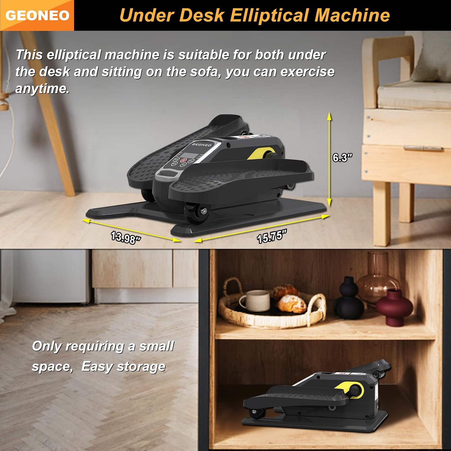 Detalle 2 de GEONEO Under Desk Elliptical 12 speeds 🏃♀