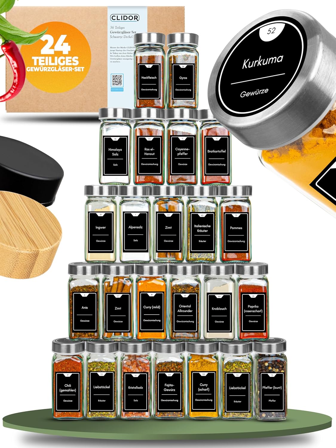 Detalle de CLIDOR Gewürzgläser 125 ml 🧂