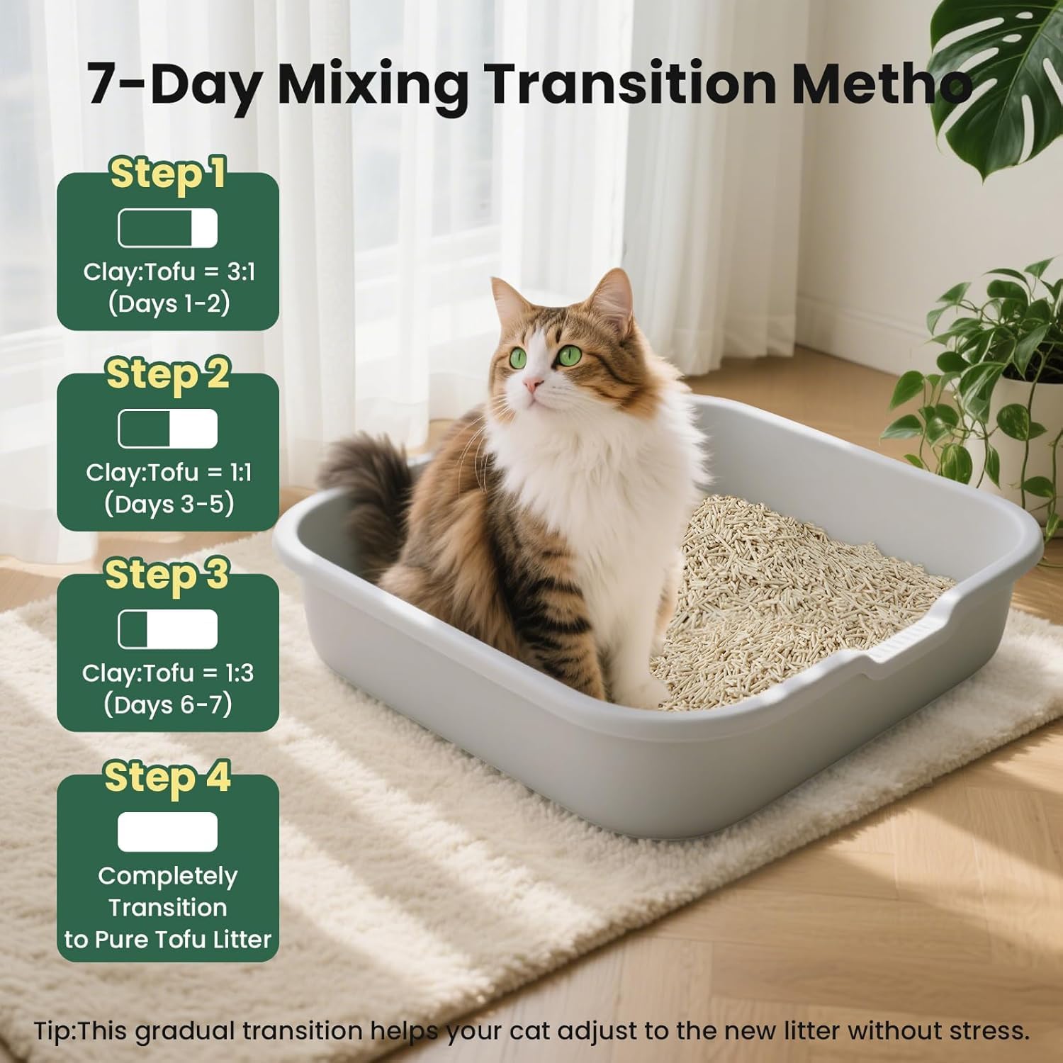 Detalle de Gardner Pet Tofu Cat Litter Clumping (Green Tea Odour Control), Dust-free & Flushable, 6 x 2.7kg