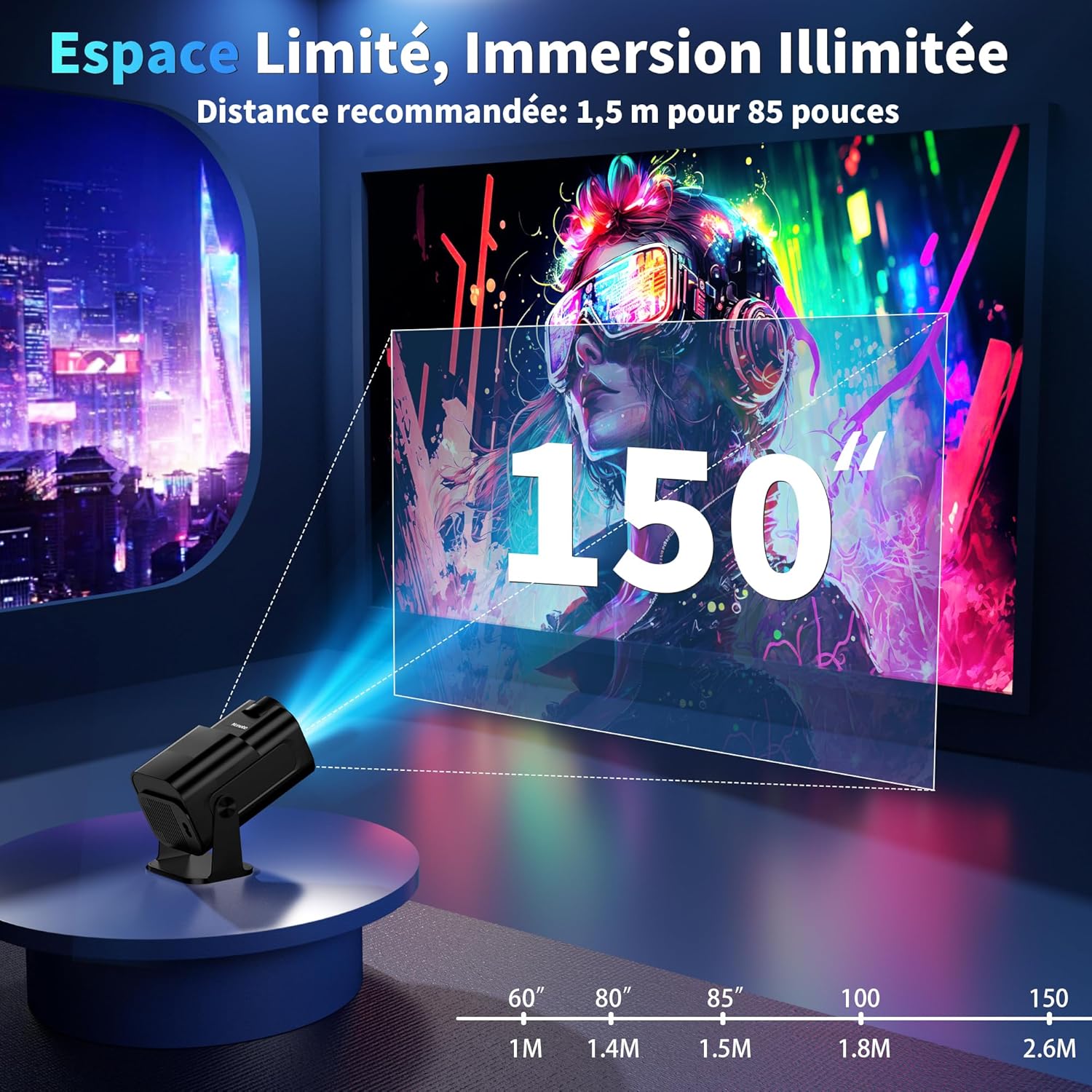 Thumbnail 6 de [App intégrée] Vidéoprojecteur 4K1080P 2026 Upgraded Mini Projecteur avec WiFi6 et Bluetooth5.2