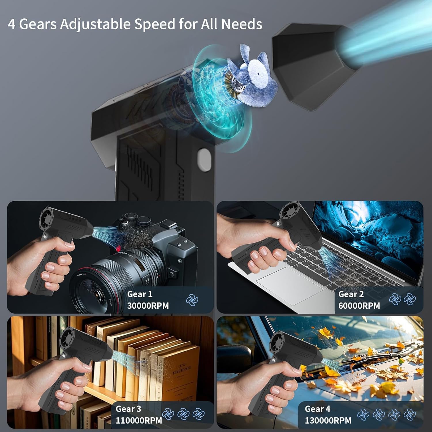 Detalle 2 de Compressed Air Duster Cleaner 110000 RPM Cordless