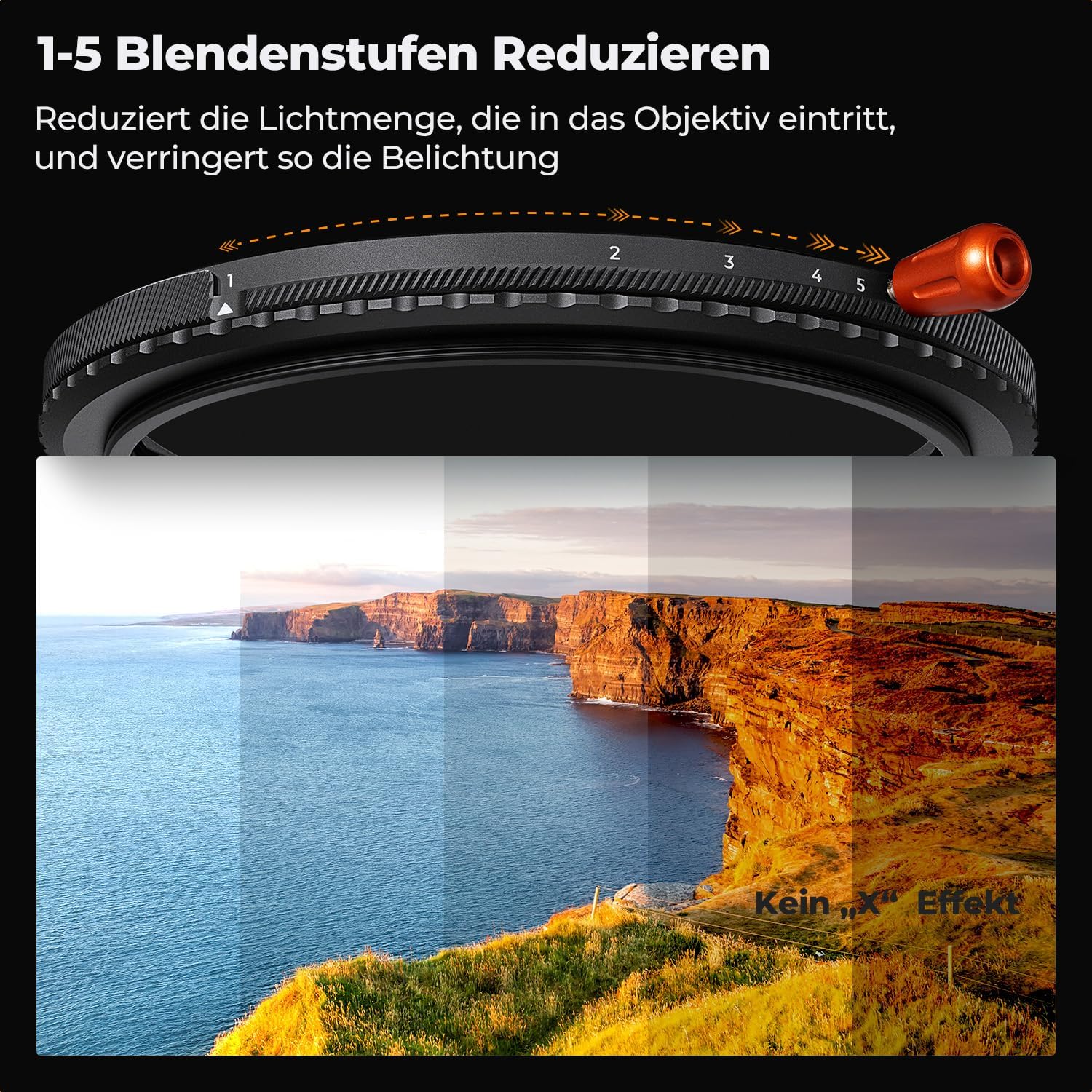 Thumbnail 4 de K&amp,F CONCEPT 52mm Variabler ND2-32 (1-5 Blendenstufen) + CPL + Black Mist 1/4 – 3-in-1 Filter für Video & Porträt