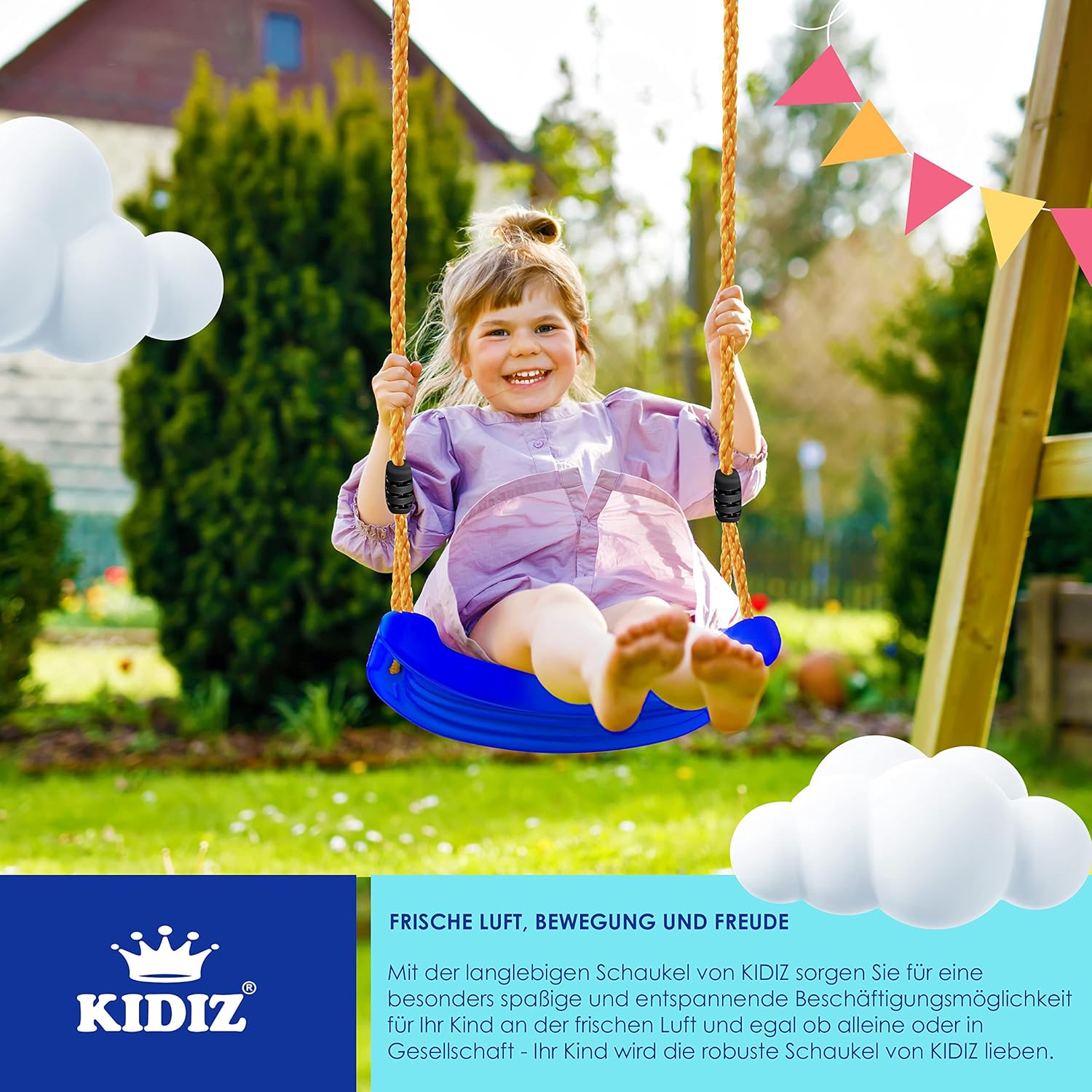 Thumbnail 6 de KIDIZ Schaukel Garten Kinderschaukel Set (Outdoor & Indoor) – höhenverstellbar, rutschfest, Schaukelbrett für Kinder