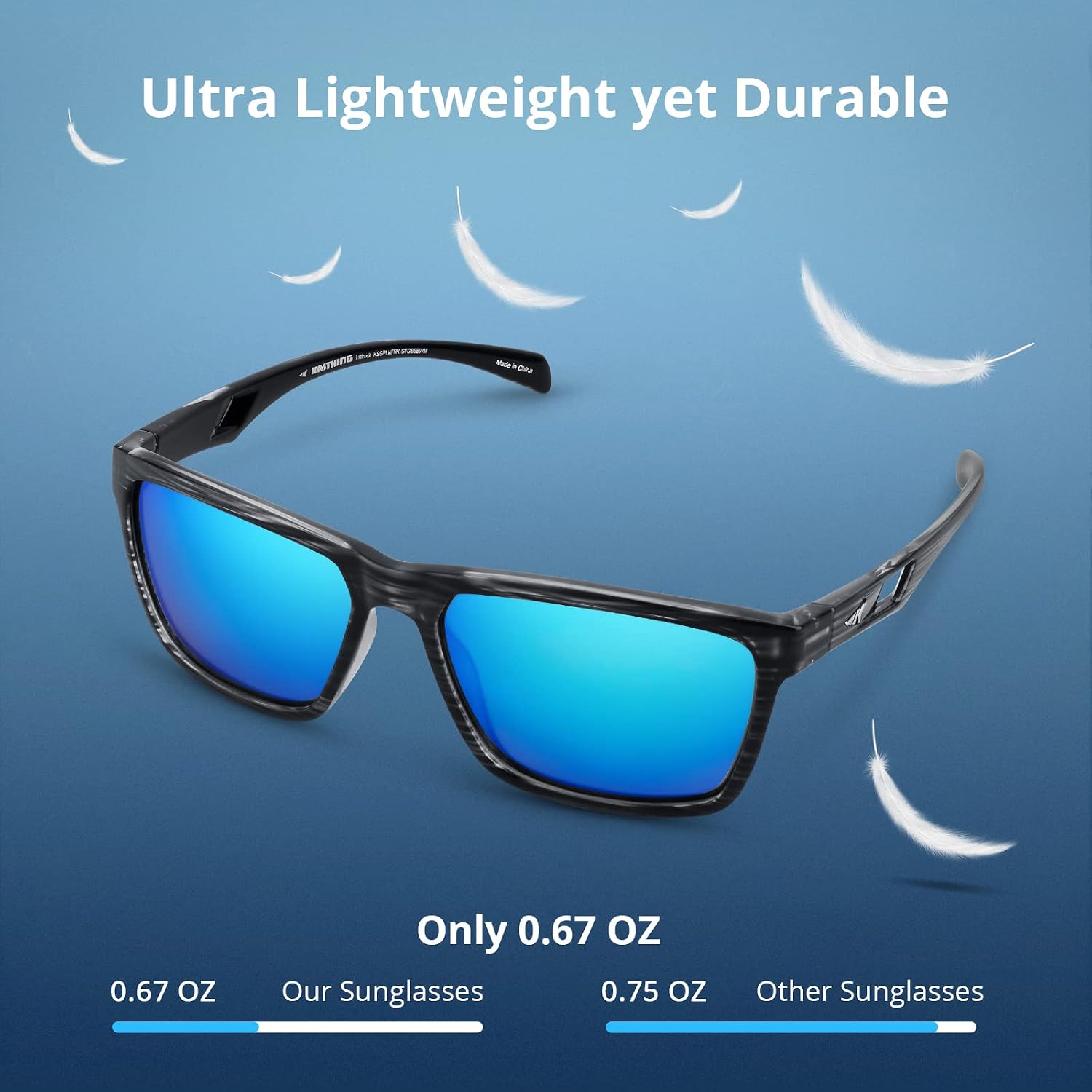 Detalle de KastKing FlatRock Polarized Sport Sunglasses, Smoke-Blue Mirror Lenses