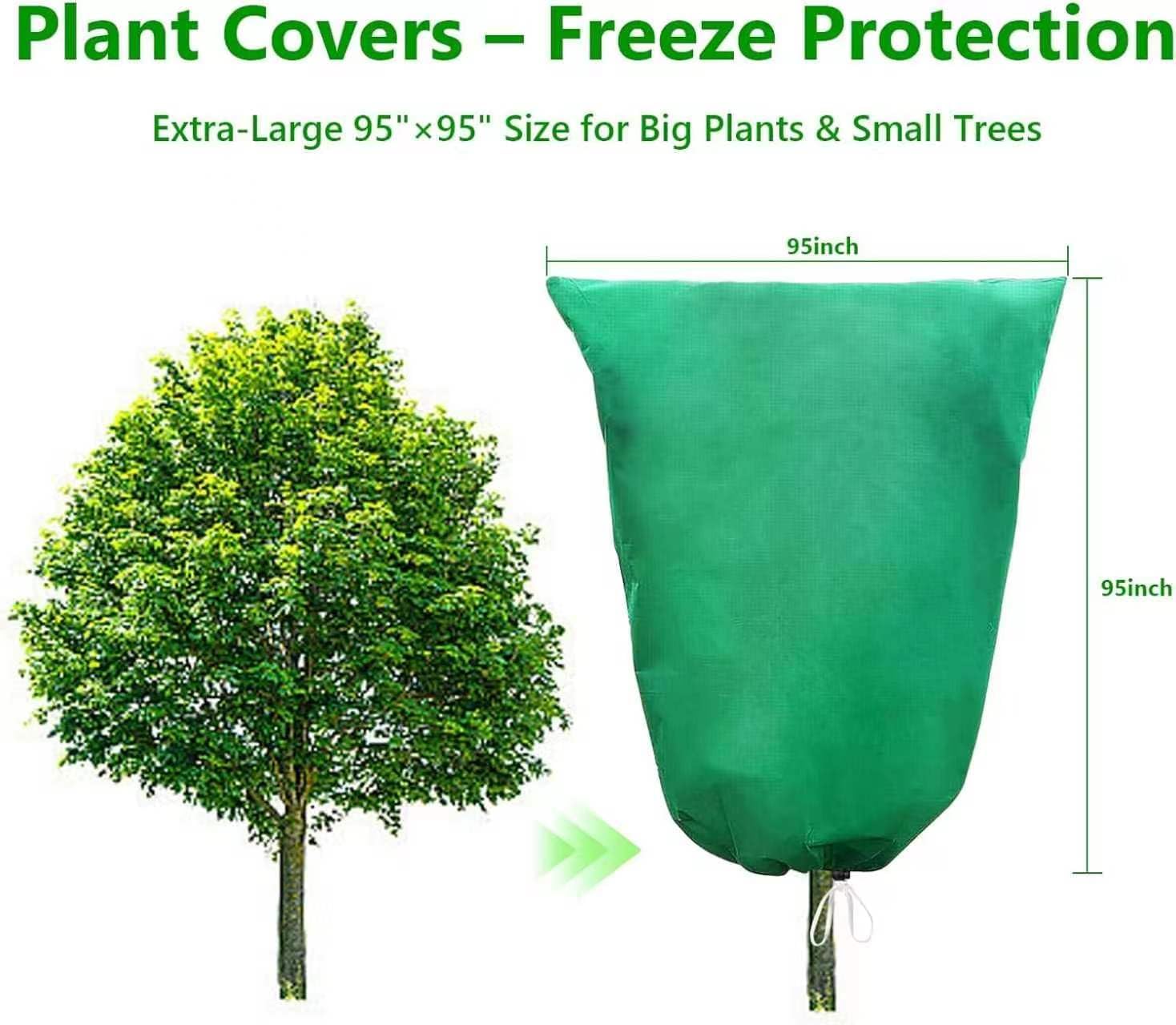 Detalle 2 de HEKIWAY FHT01 Plant Covers, 2-Pack, 95" x 95" with Zipper and Drawstring