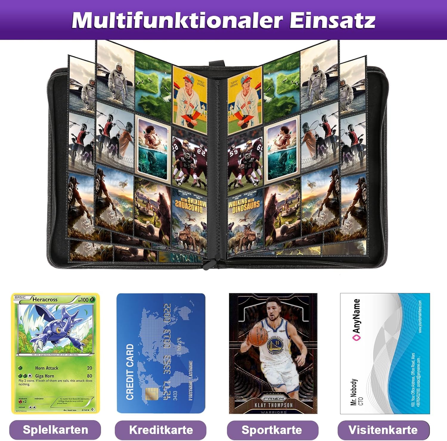 Thumbnail 4 de peiranup Sammelkarten-Album mit Reißverschluss, 540 Pocket (9 Taschen/Seite), 30 Seiten