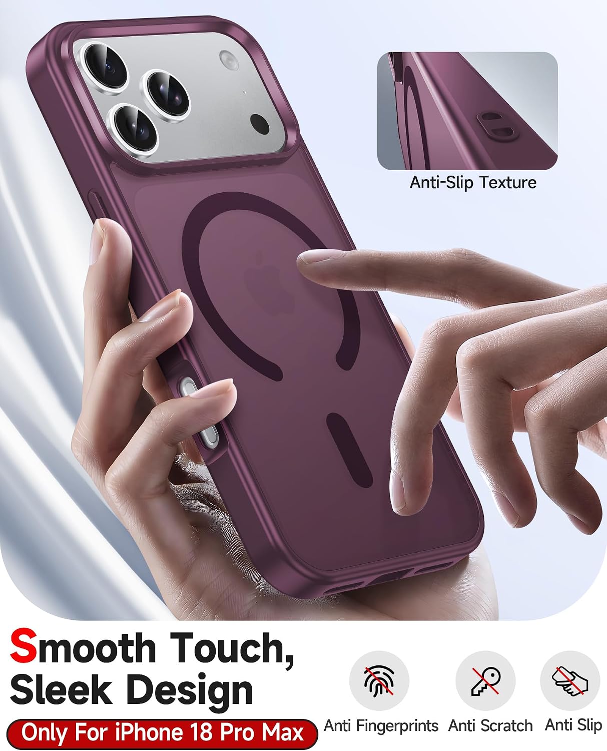 Thumbnail 1 de LeYi MagSafe Case for iPhone 18 Pro Max with 2 Screen Protectors, Burgundy