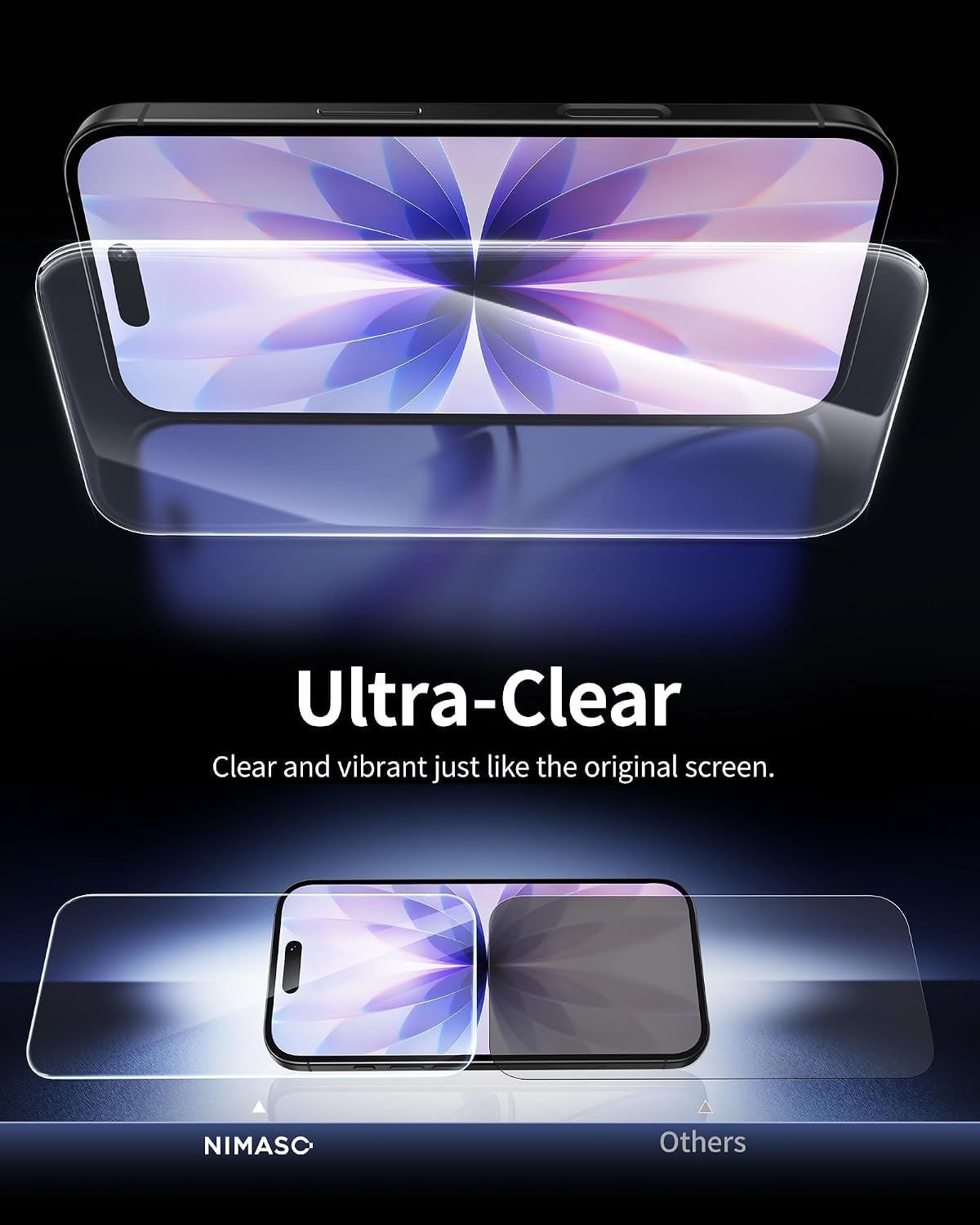 Thumbnail 2 de NIMASO lot de 2 films protecteurs d’écran pour iPhone 17 (6,3”) en verre trempé 9H