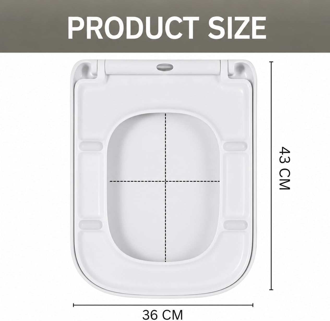 Detalle 2 de UF Rectangular Soft Close Toilet Seat 44×36 cm 🚽